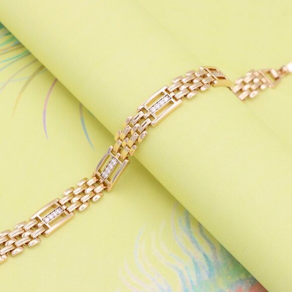 "Elegant Rose Gold Plated Bracelet with Sparkling Crystal Accents, XPBL0912 - Picture 4 of 12